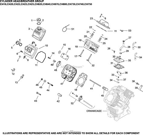Kohler Ch25 68606 Exmark Mfg 25 Hp 1861 Kw Parts Diagram For Head