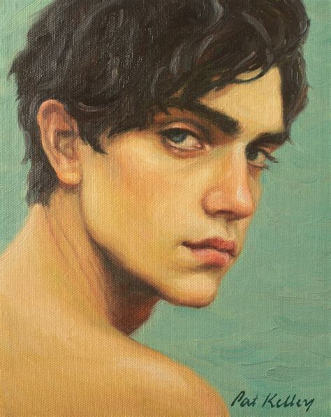 Male Portrait Over The Shoulder Glance Original Oil Painting
