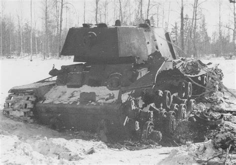 Kv 1 Heavy Tank Of The 54th Army Leningrad Front Knocked Out By A