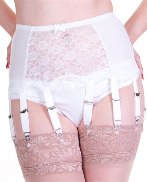 087 12 strap lace panel suspender belt revival lingerie