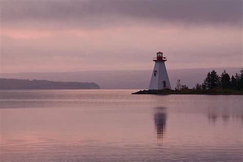 Lighthouse Baddeck Cape Breton Nova By David Henderson