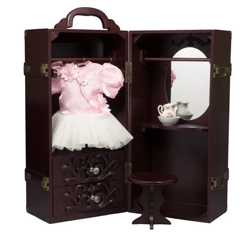 the queen s treasures 18 doll and clothes storage case furniture for american girl wooden doll