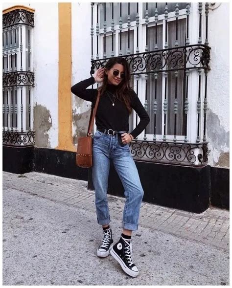 143 Ideas Fashion Girl Teenagers Street Styles High Tops Outfit Black Converse Outfits White