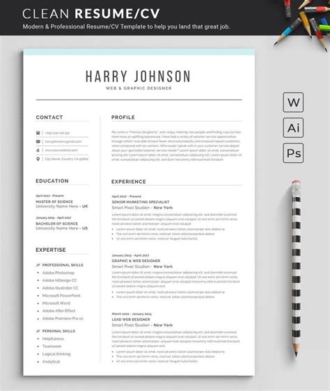 A Clean And Professional Resume Template With Blue Accents On The Cover