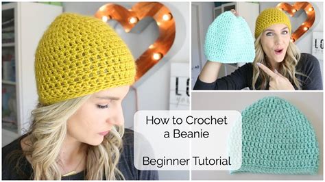 How To Crochet A Beanie Beginner Tutorial Crochet Hat For Beginners