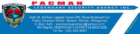 Pacman Legendary Security Agency Inc Manila