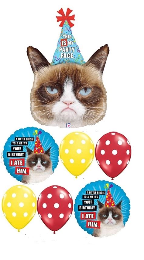 Grumpy Cat Birthday Bouquet 3 Balloons Vancouver Jc Balloon Studio