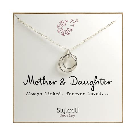 “mother and daughter” sterling silver 2 ring necklace styledu