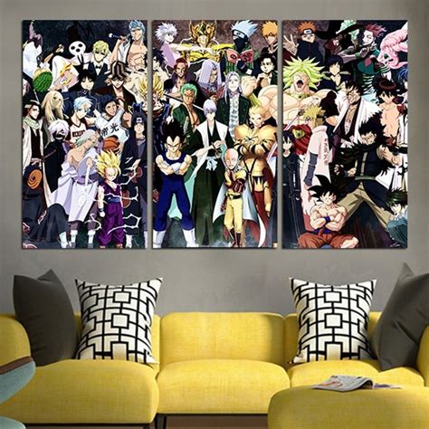 3 Panel Anime More Characters Wall Art Canvas Canvas Wall Art Anime