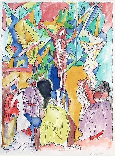 Jacques Villon Lithograph Crucifixion Lithograph Linocut Crucifixion