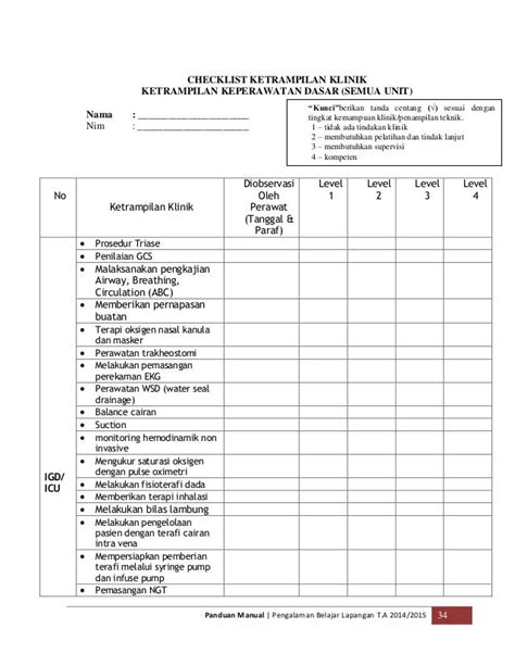 Form Checklist Kebersihan Ruangan Ruang Ilmu