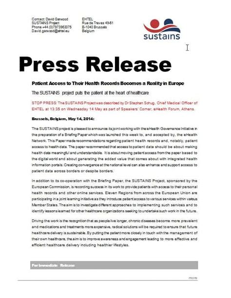 Free Press Release Template Word Excel Formats