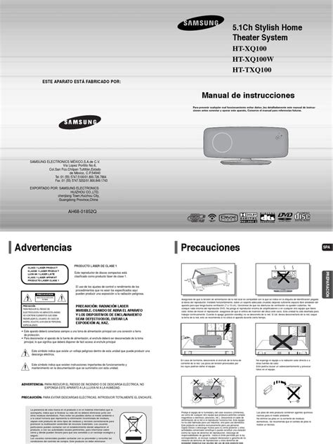 Manual Samsung Ht Xq100 Txq100 Xax Pdf Hdmi Televisión