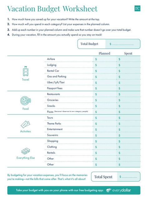 Free vacation budget worksheet, Download Free vacation budget worksheet