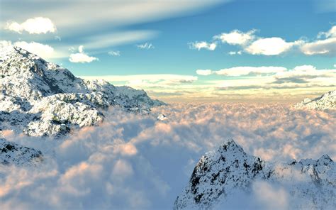 Mountains Clouds Nature Winter Snow Skies 1680x1050
