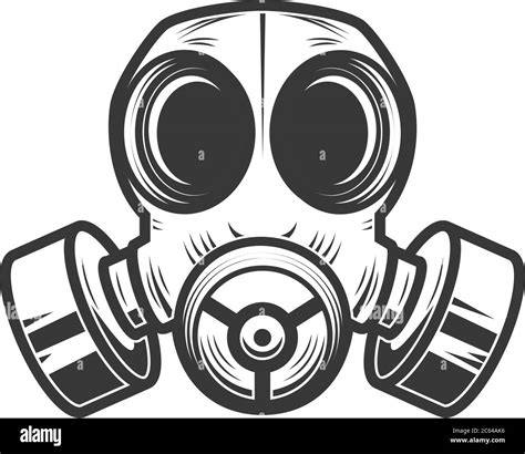Ilustración de máscara de gas aislada sobre fondo blanco Peligro