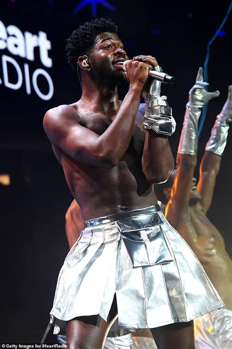 Lil Nas Goes Topless In A Silver Miniskirt In Texas Daily Mail Online
