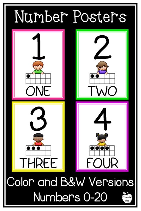 Number Posters 0 20 Perfect For Prek Kindergarten Or 1st Grade