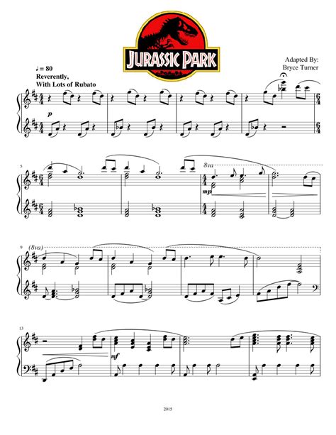 Jurassic Park This Isnt Mine Sheet Music For Piano Solo