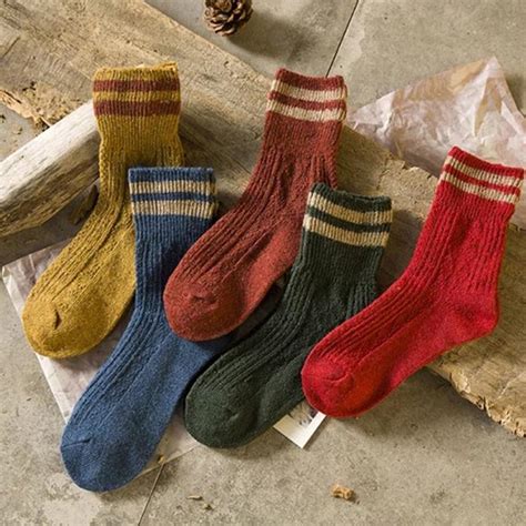 Buy 5pairs Women Wool Cashmere Thick Winter Warm Soft Socks At