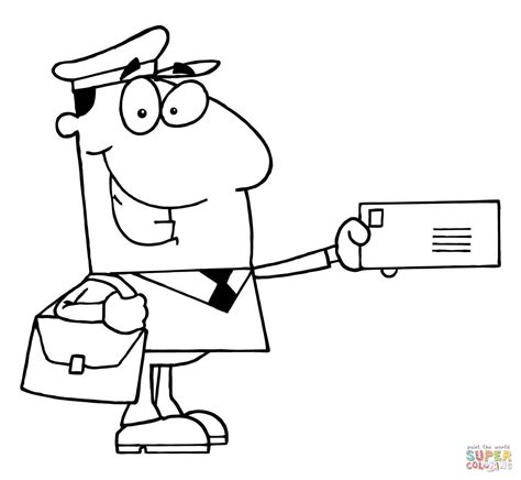 A Postal Carrier Holds A Envelope Coloring Page Free Printable