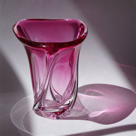 Val St Lambert Crystal Vase At 1stDibs Pink Crystal Vase Val St