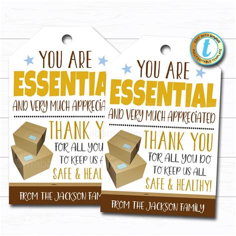 Essential Worker Appreciation Gift Tag | TidyLady Printables