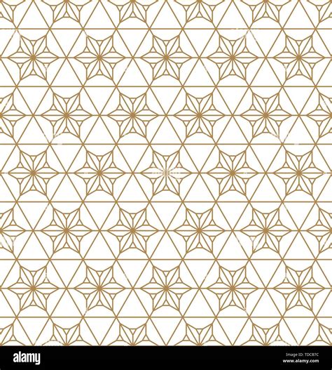 Japanese Seamless Geometric Pattern Gold Silhouette Linesfor Design