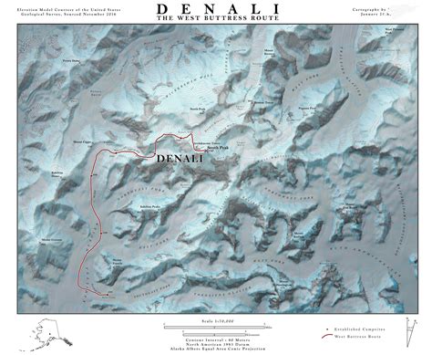 Made A Shaded Relief Map Of The Most Popular Route Up Denali Mostly To