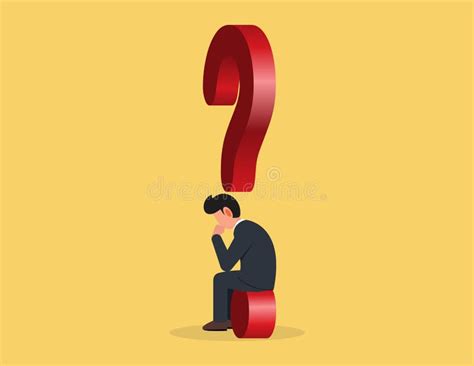 Puzzled Business Man Sitting On A Question Mark Thinking Contemplating Stock Vector