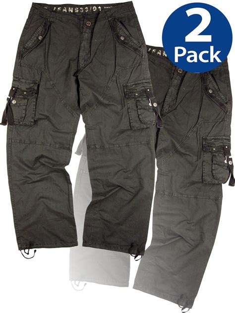 Stonetouch Mens Military Style Cargo Pants 2pcs Pack A8x2 Dk Grey