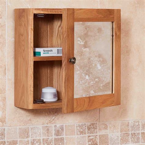 Mobel Bathroom 100 Solid Oak Mirrored Single Door Wall Cabinet