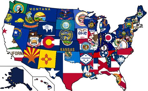 Flag Map Of The Usa Try And See How Many State Names There Are On The