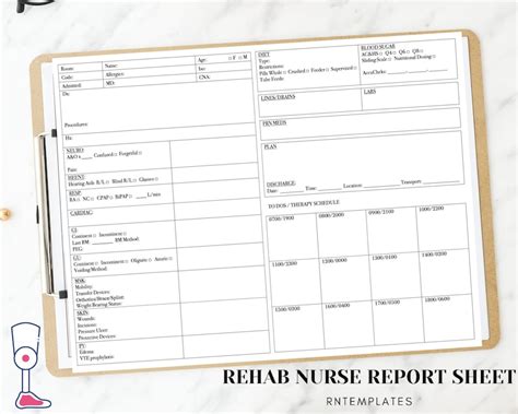 Inpatient Rehab Nurse Report Sheet For 1 Patient Etsy Uk