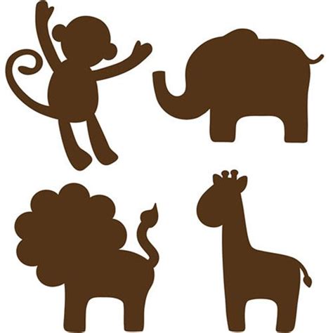 Wallpops Baby Jungle Silhouettes Decals Espresso Brown Animal Wall