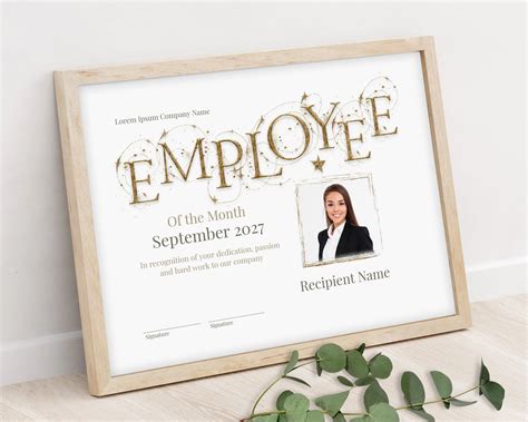 Employee Of The Month Editable Certificate Template Printable Etsy
