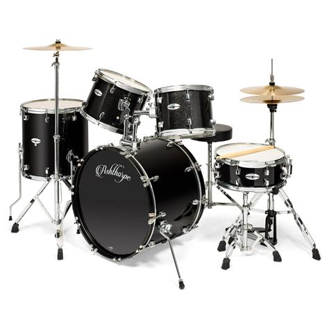 Ashthorpe 5 Piece Full Size Adult Drum Set With Remo Heads And Premium