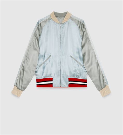 Lyst Gucci Reversible Viscose Silk Bomber Jacket In White For Men