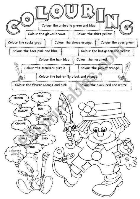 Read Listen To The Instructions And Color The Picture Enjoy Esl