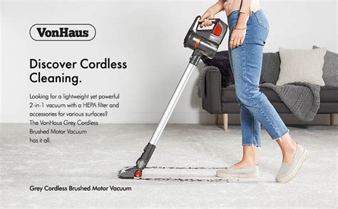 Vonhaus 2 In 1 Cordless 222v Stick Vacuum Cleaner 120w 9kpa
