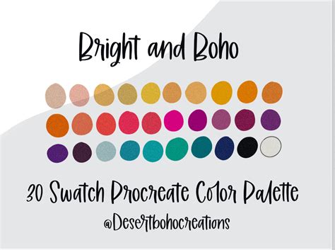 Bright And Boho Procreate Color Palette Etsy