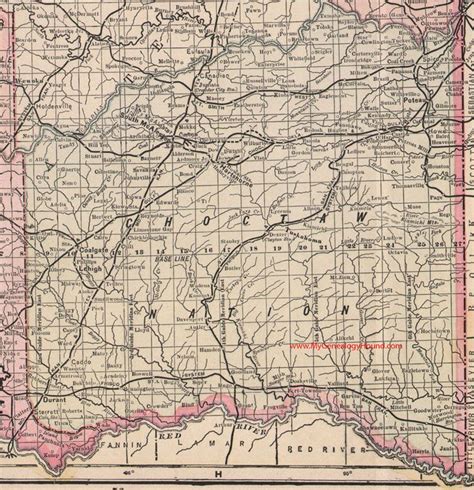 Choctaw Nation Map 1905 Indian Territory Oklahoma Poteau