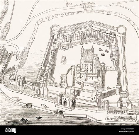 Birds Eye View Of The Tower Of London England In The Sixteenth Century