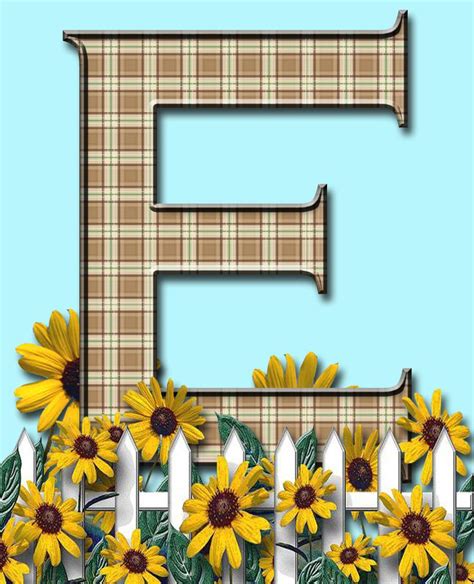 Brown Plaid In Sunflowers Free Capital Letters Alphabet In 