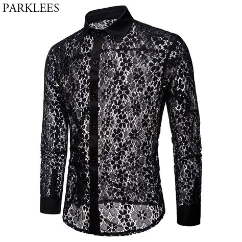 chemise noire pour homme à motif floral avec broderie en dentelle chemise de luxe