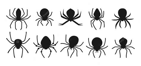Premium Vector Spider Halloween Black Silhouette Set Spooky Scary