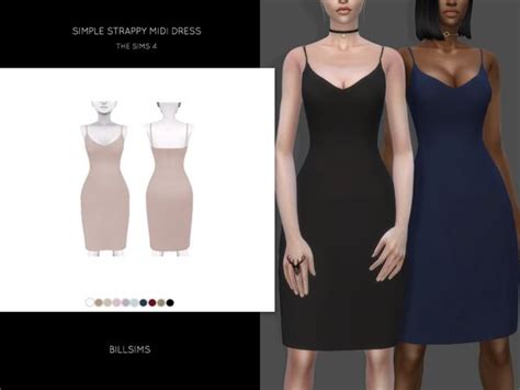 Simple Strappy Midi Dress By Bill Sims For The Sims 4 Strappy Midi