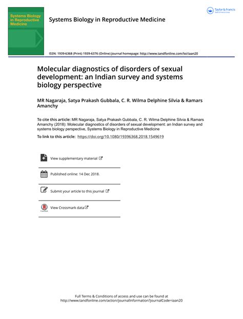 PDF Molecular Diagnostics Of Disorders Of Sexual Development An