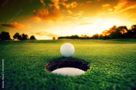 Golf Ball Near Hole Foto De Stock Adobe Stock