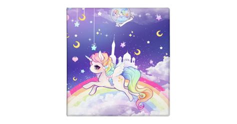 Cute Kawaii Pastel Unicorn With Rainbow Galaxy Binder Zazzle